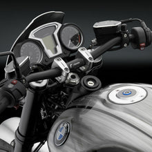 Load image into Gallery viewer, Black RIZOMA handlebar with tapered design, 22-29mm diameter, 35mm clamp, 755mm width, suitable for motorcycles.