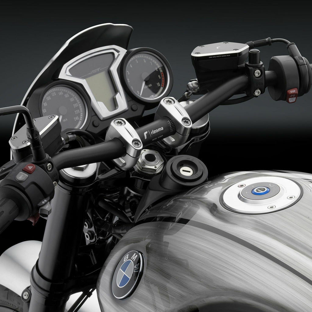 RIZOMA black tapered motorcycle handlebar with diameter 22-29mm, length 755mm, 35mm width, model 58-MA011B