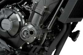 Black Puig Frame Sliders Vintage 2.0 Guards for motorcycle protection, featuring a sleek design and durable construction.