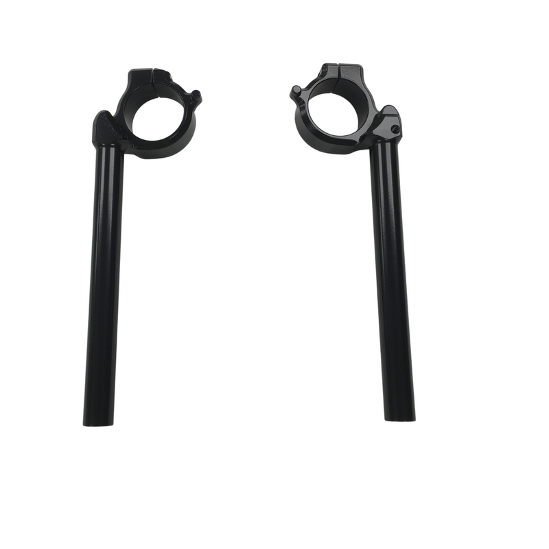 Black HeliBars replacement handlebars for Suzuki motorcycles, showing the sleek, curved handlebar design with mounting areas.