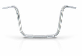 Chrome Burly Brand Gorilla 12-inch apehanger handlebars with 1.25-inch diameter for motorcycle handlebars.