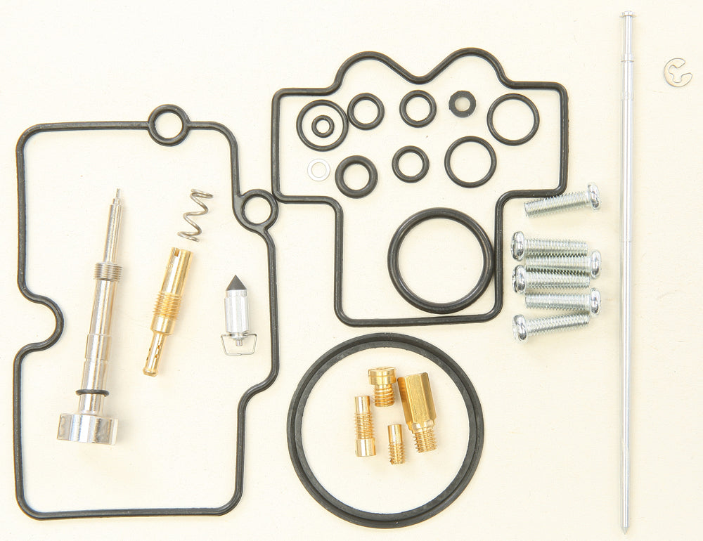 All Balls carburetor repair kit for intake and fuel system, includes gaskets and parts for Honda, Yamaha, and Kawasaki models.
