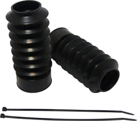 HardDrive Custom Fork Boot for 49mm short suspension forks in black, designed for motorcycle front suspension protection.