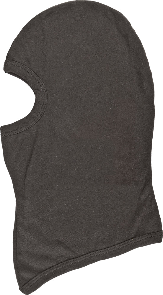 Fly Racing black cotton/poly balaclavas, pack of 30, showing stretchy fabric and snug fit for outdoor riding protection.