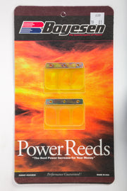 Boyesen motorcycle reeds 59-7609 installed in intake carb fuel system, showing the durable reed valves and components.