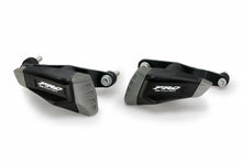 Load image into Gallery viewer, PUIG Frame Sliders Pro 2.0 in black mounted on motorcycle frame for protection and style.