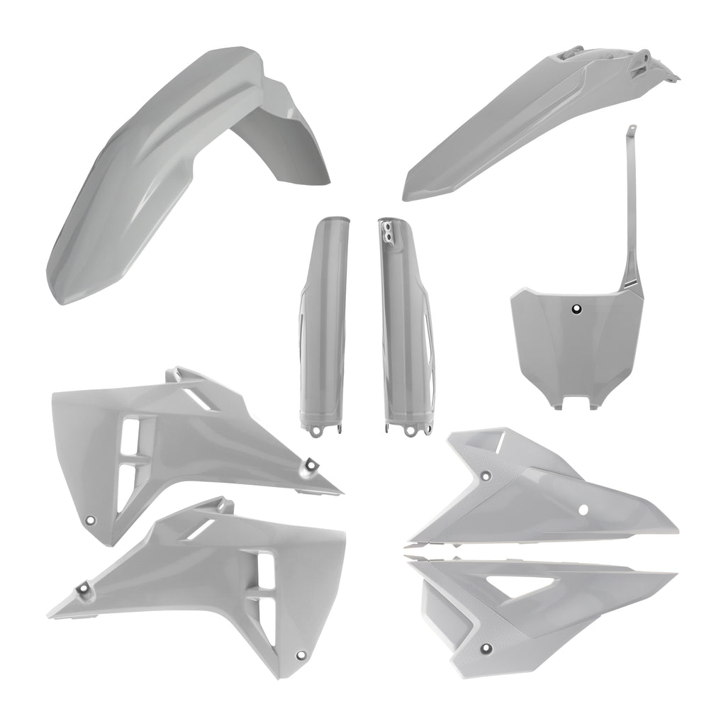 Acerbis full grey plastic kit for motorcycle, including various panels and components with Acerbis branding visible.