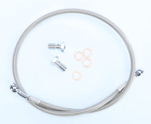 Load image into Gallery viewer, Streamline rear brake line for Yamaha Std+4 motorcycle, showing the flexible brake hose and fittings in detail
