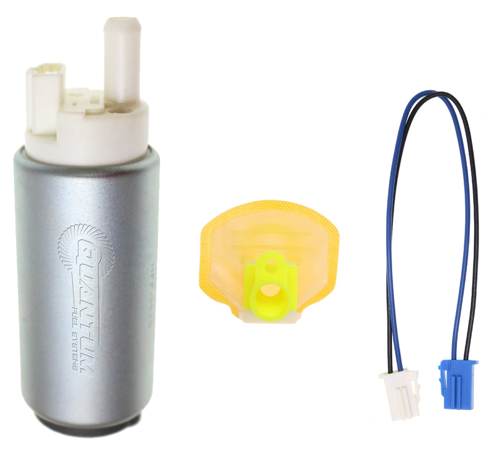 Quantum Electric Fuel Pump 821-03023 for intake and fuel system, showing the compact, durable pump with electrical connections.