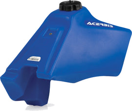 Acerbis blue 2.2-gallon fuel tank for motorcycles, featuring a sleek design and durable construction.