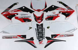 DCOR Honda Raceline graphics kit in white with detailed decals, designed for custom motorcycle or vehicle styling.