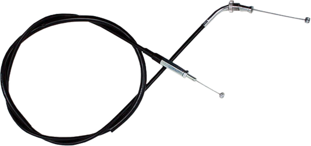 Motion Pro black vinyl throttle push cable for motorcycle control lines, featuring durable construction and precise operation.