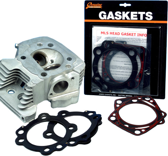 James Gasket MLS cylinder head gasket set with RCM base, two-piece design for automotive engine sealing, shown in image.