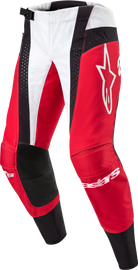 Alpine Star Techstar Ocuri racing pants in Mars Red, white, and black, size 30, featuring sporty design and racing details.