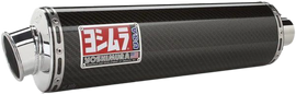 Yoshimura Street RS3 bolt-on carbon fiber dual exhaust for Suzuki motorcycle, showcasing sleek design and exhaust tips.