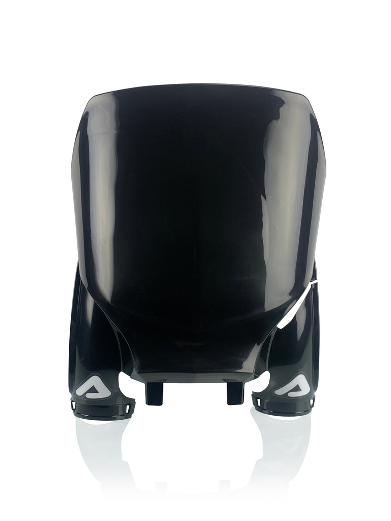 Acerbis Raptor front number plate in black for Yamaha, made of durable body material with mounting holes for easy installation.