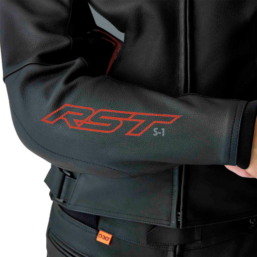 S1 D3o Leather Jacket Blk/Gry/Red 2x