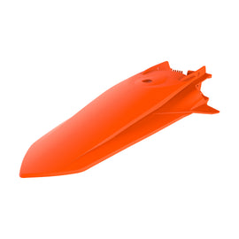 Orange Polisport Plastics rear fender for KTM motocross bikes, model 64-05207, showcasing durable plastic body and vibrant color.