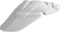 Polisport Plastics white rear fender for motorcycles, showing its curved plastic design and mounting points.