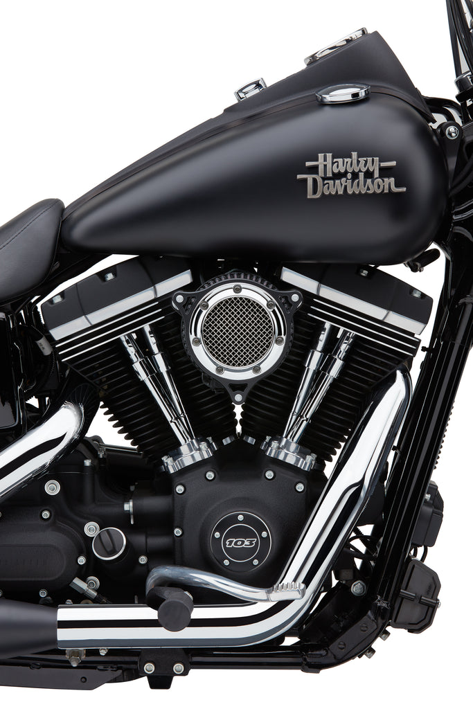 Cobra RPT air intake system in chrome and black for Harley Softail 2018-2025, with sleek design and high-performance components.