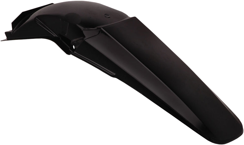 Acerbis black rear fender for motorcycles, featuring a sleek design and durable plastic construction.