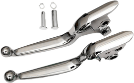 HardDrive Chrome Softail motorcycle clutch and brake levers set for 2018-2024 Softail models, sleek and durable motorcycle levers.