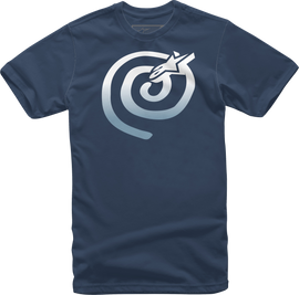 Alpine Star Mantra Fade Tee in navy with a modern fade design, displayed on a plain background.