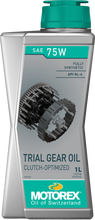 Load image into Gallery viewer, Motorex Trial Gear Oil 75W bottle, 1-liter container, suitable for motorcycle gearboxes, with product label visible.