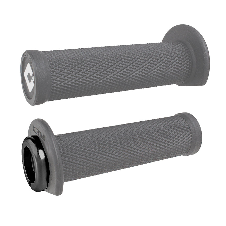 ODI Grips ATV Ruffian V2.1 soft grey and black 125mm grips with textured surface for better grip and control.