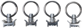Fire Power L-Track quick release connects with 1.25-inch eyelets, set of 4, used for secure cargo or equipment fastening.
