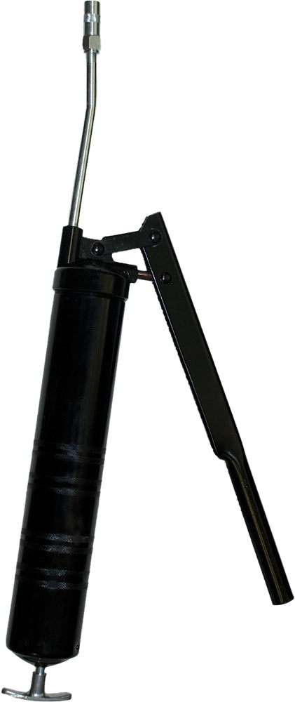 Star brite grease gun lever style with 14oz grease cartridge, showing the metal body and handle for lubricating machinery.