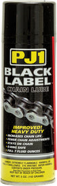 PJ1 Products Black Label Chain Lube in 5oz bottle, designed for motorcycle chains, shown in a close-up image.