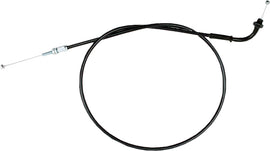 Motion Pro black vinyl throttle pull cable for motorcycles, showing the flexible cable with black protective coating.