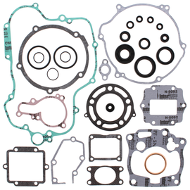 Vertex complete gasket set with oil seals for engines, showing a variety of gaskets and seals in a detailed view.