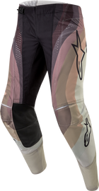 Alpine Star Techstar Pneuma Pants in dark sand, iron, and dust grey, size 36, showing lightweight, durable motorcycle riding gear.