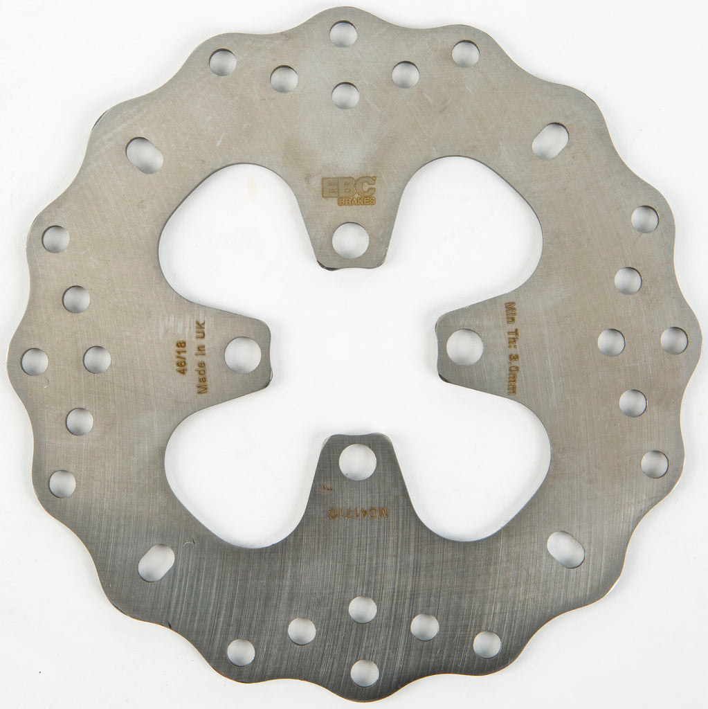 EBC Motorcycle Brakes Contour Street Rotor 155-4171C showing the black, vented brake rotor with mounting holes and branding details