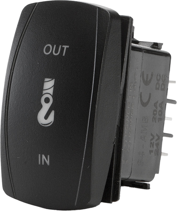 FLIP Switch Products Pro Series backlit winch actuator switch with illuminated control buttons, designed for vehicle winch systems.