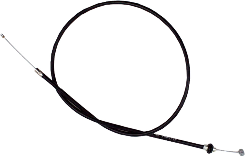 Motion Pro black vinyl throttle cable for motorcycles, with durable control lines and protective outer layer.