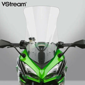 National Cycle Vstream Tall Clear Windshield for Kawasaki, motorcycle windscreen with aerodynamic design and clear visibility.
