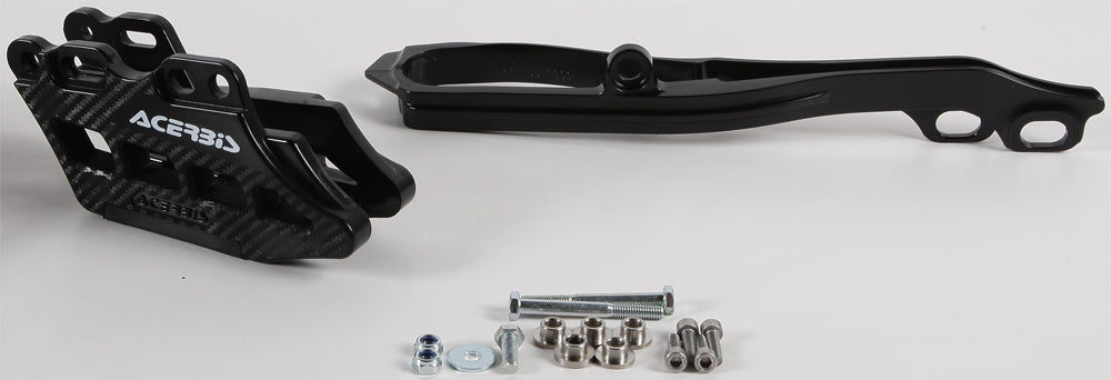 Acerbis Guide/Slider Kit 2.0 in black installed on a Honda CRF250 motorcycle for protection and durability.