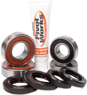 Load image into Gallery viewer, Pivot Works front wheel bearing kit 52-0356 for drive components, showing metal bearings and assembly parts in a close-up image.