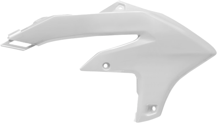Polisport Plastics white radiator scoops for Yamaha bike, durable plastic body with aerodynamic design and branding details.