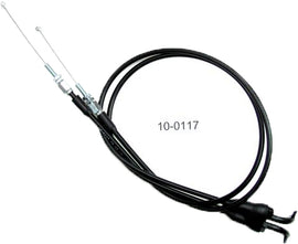Motion Pro black vinyl throttle push-pull cable set for motorcycles, showing the cable with black vinyl covering and connectors.