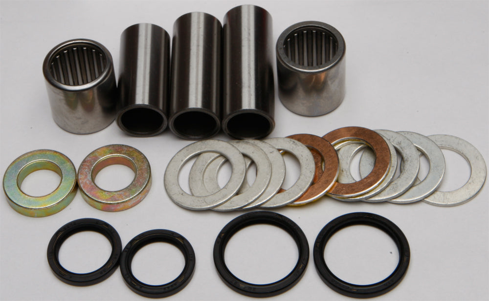 All Balls swingarm bearing kit for suspension, showing the set of bearings and seals in packaging.