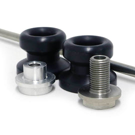Black Shogun Industries front axle sliders mounted on a vehicle's body for protection and stability.