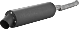 MBRP Exhaust single slip-on system with utility muffler in black for Yamaha motorcycles, showcasing sleek exhaust components.