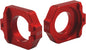 WORKS Axle Blocks Elite KTM/Hus Red drive axle blocks for motorcycle maintenance and stability, shown in red with black accents.