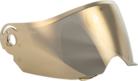 Fly Racing Odyssey helmet shield with gold mirror finish, designed as a protective accessory for motorcycle helmets.