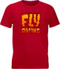 Fly Racing Youth Fly Fire Tee in red and yellow, casual t-shirt with bold graphic design, perfect for young motocross enthusiasts.