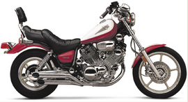 Cobra Blvd Slashcut Chrome Exhaust for Yamaha Virago 750/1100 models from 1984 to 1999, featuring sleek chrome finish and slashcut design.